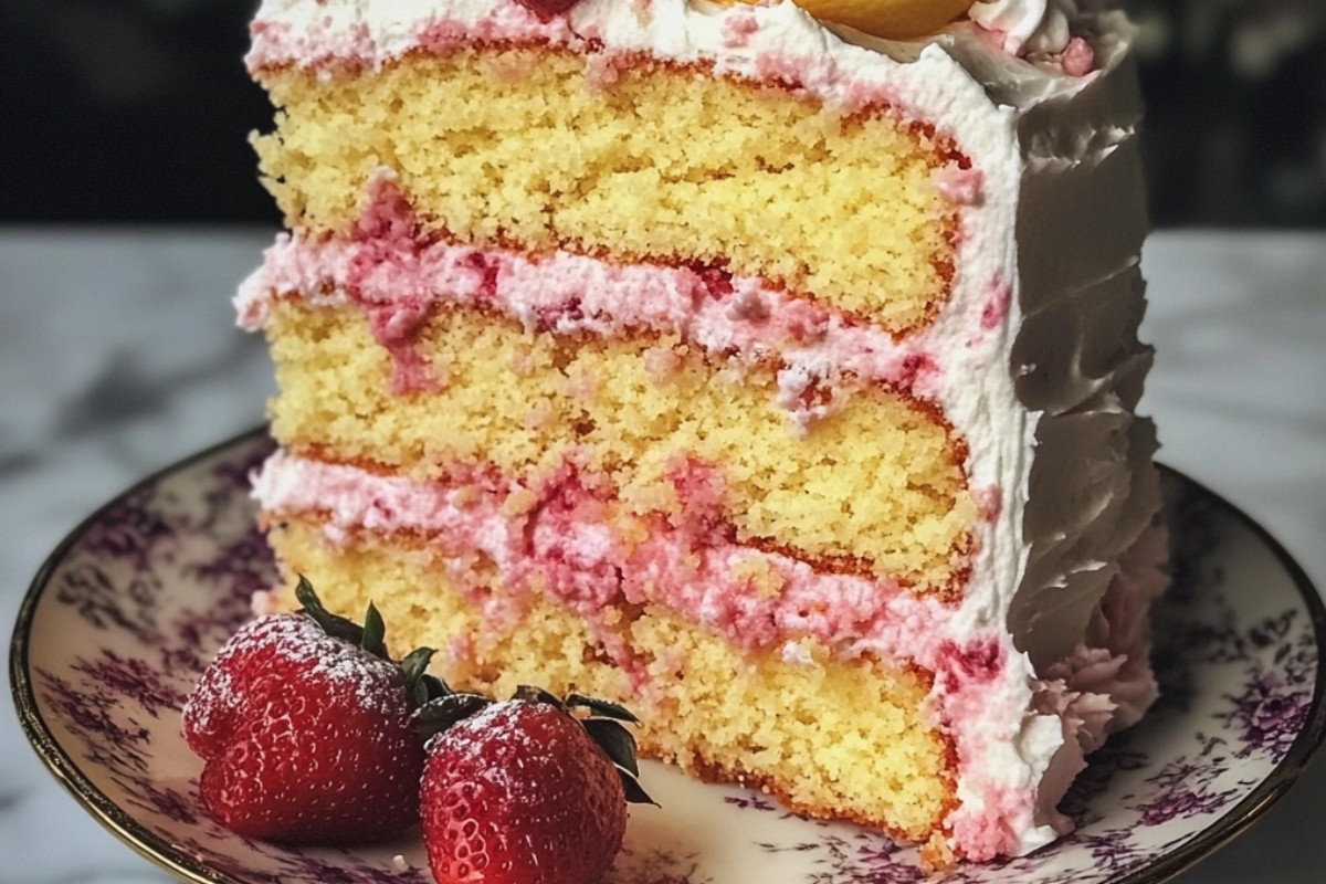 Delightful Strawberry Lemon Layer Cake with Zest
