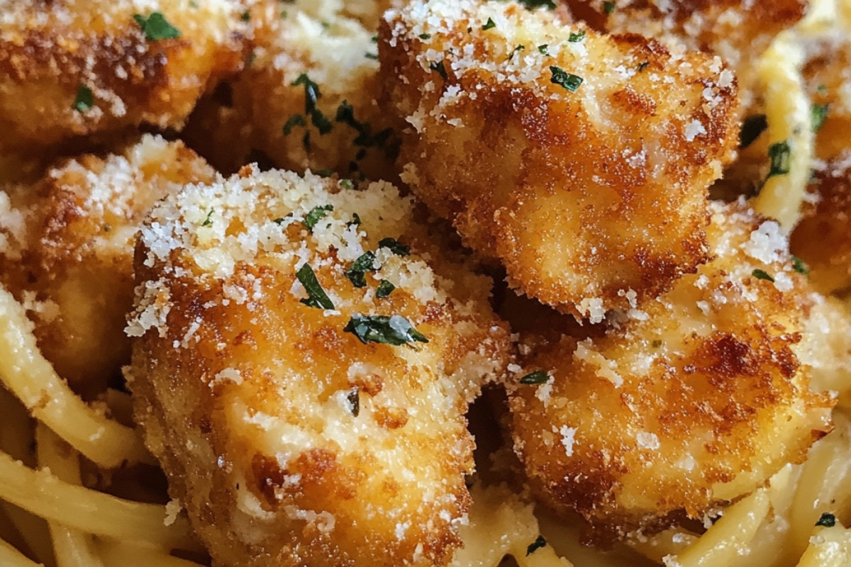 Savory Chicken Bites with Velvety Parmesan Pasta
