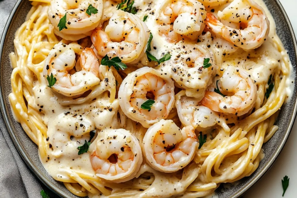 Creamy Delicious Garlic Shrimp Pasta
