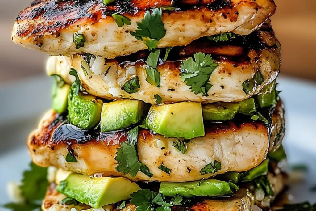 Delightful Honey Lime Chicken Avocado Rice Stack