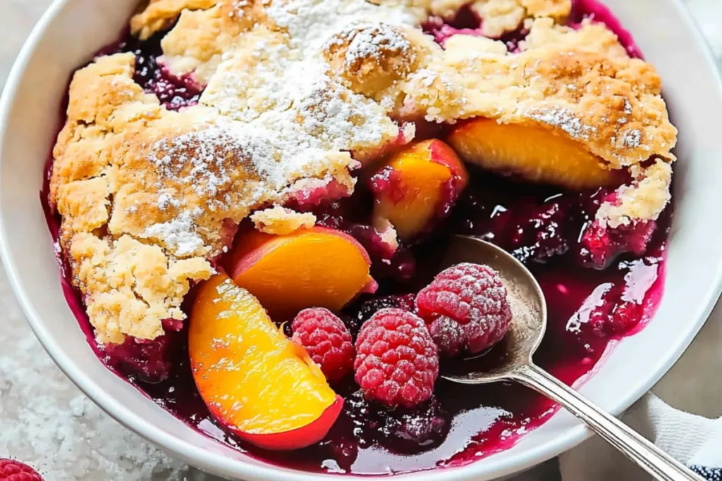 Delightful Peach Raspberry Cobbler