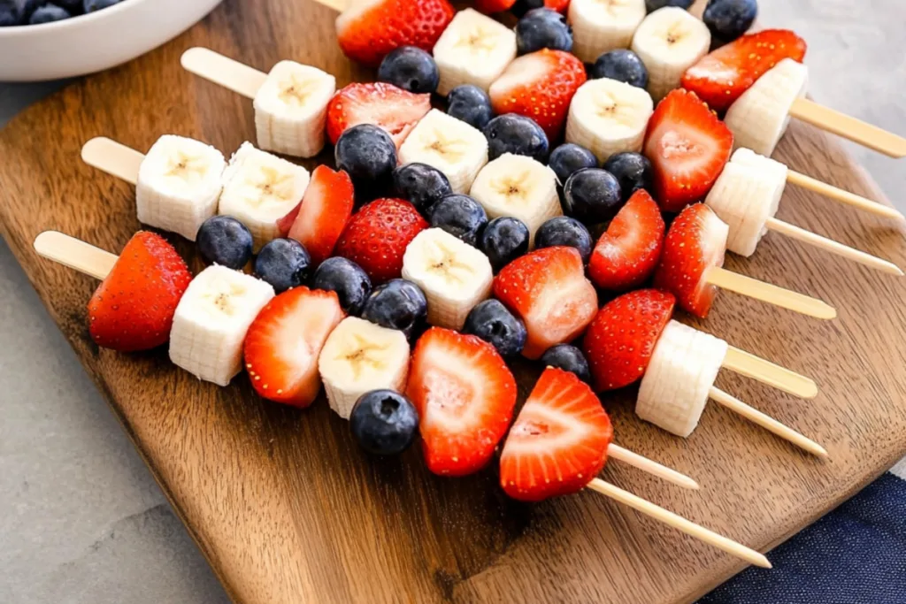 Red White and Blue Fruit Kabobs Delight