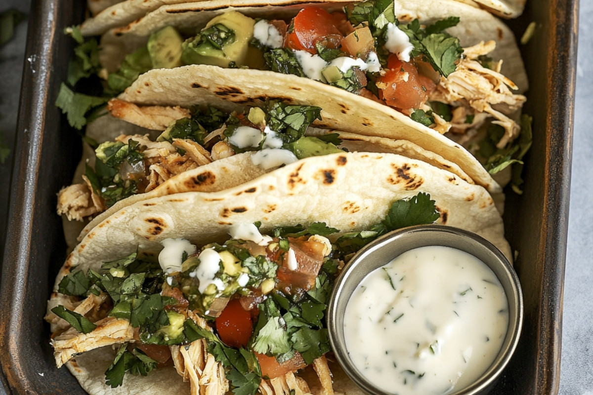 Shredded Chicken Tacos with Delightful Chimichurri Sauce